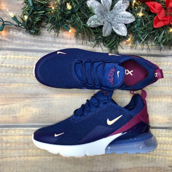 Nike Women's Air Max 270 Blue Void Crimson Tint - Picture 3 of 6